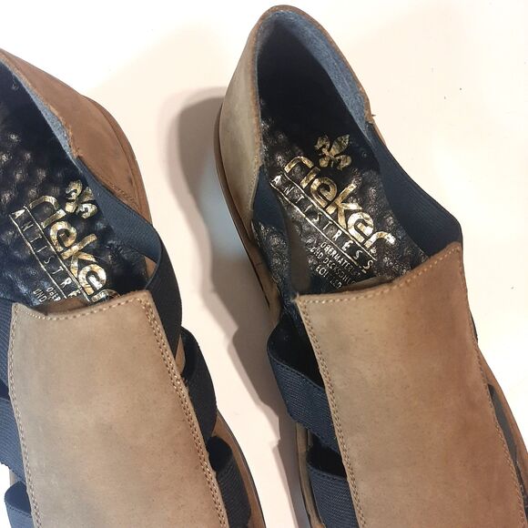 Rieker Antistress Sandal Womens 38 vegan leather and elastic cutout comfort shoe - Picture 5 of 7